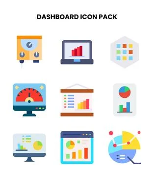 Dashboard Flat Graphics Icons Pack Illustrazione stock