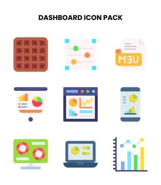 Dashboard Flat Icons Pack Stock Illustration
