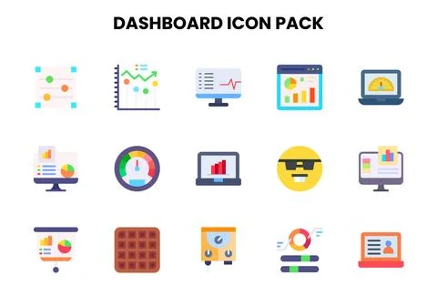 Dashboard Flat Set Icons Pack Stockillustratie