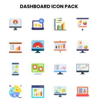 Dashboard Flat Vector Icons Pack Stock Illustration