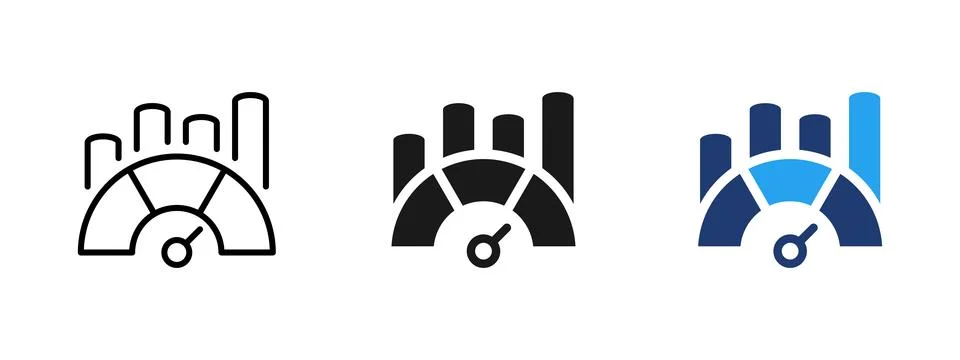 Dashboard gauge icon with performance indicators and chart bars. Analytics .. Stock Illustration