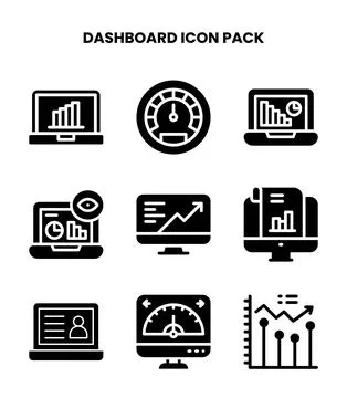 Dashboard Glyph Bundle Icons Pack 库存插图