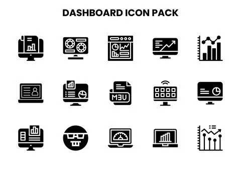 Dashboard Glyph Graphics Icons Pack Stock Illustration