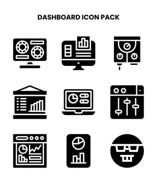 Dashboard Glyph Graphics Icons Pack Stock Illustration