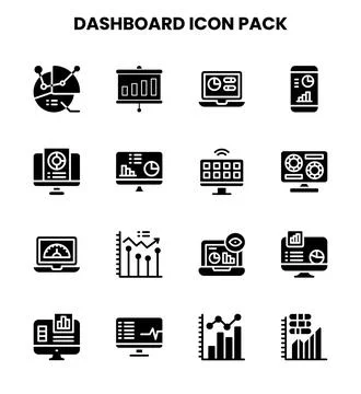 Dashboard Glyph Set Icons Pack Illustrazione stock