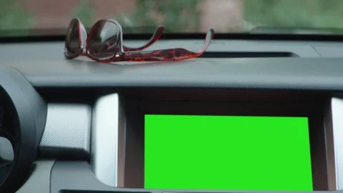 Dashboard - head unit, digital radio, navigation touch screen in the modern car Stock Footage
