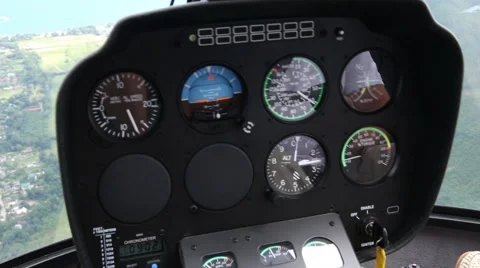 Dashboard of the helicopter in flight Stock Footage 68904336