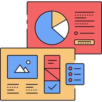 Dashboard icon business data graph flat vector Stock Illustration