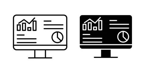 Dashboard icon collection in black, Line icons, flat symbols Illustrazione stock