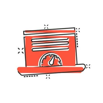 Dashboard icon in comic style. Finance analyzer cartoon vector illustration o Stockillustratie