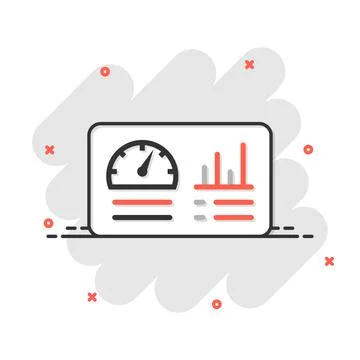 Dashboard icon in comic style. Finance analyzer cartoon vector illustration o 库存插图