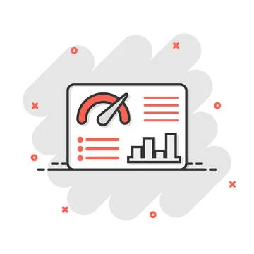 Dashboard icon in comic style. Finance analyzer cartoon vector illustration o 库存插图