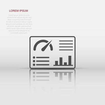 Dashboard icon in flat style. Finance analyzer vector illustration on white.. Stock Illustration