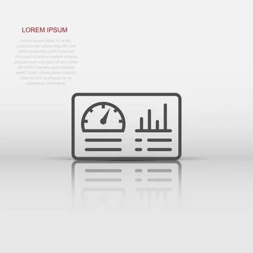 Dashboard icon in flat style. Finance analyzer vector illustration on white.. Stock Illustration