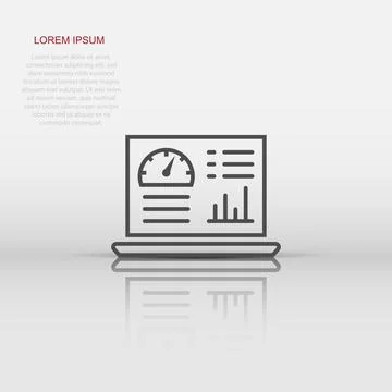 Dashboard icon in flat style. Finance analyzer vector illustration on white.. Stock Illustration