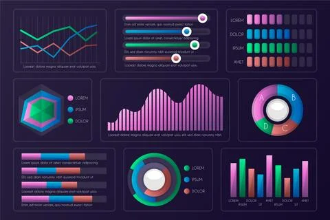 Dashboard infographic element set Stock Illustration