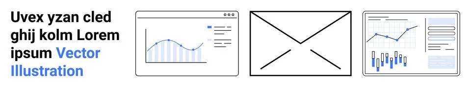 Dashboard Interface with Analytics Graphs and Placeholder Image Stockillustratie