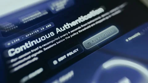 Dashboard interface demonstrating the security concept Continuous Authentication Stock Footage 334934442