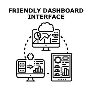 Dashboard interface managing business data analytics across devices Stock-Illustration