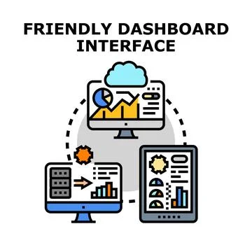 Dashboard interface managing business data analytics across devices Stockillustratie