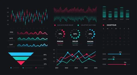 Dashboard interface. Modern admin application design, business performance da Illustrazione stock