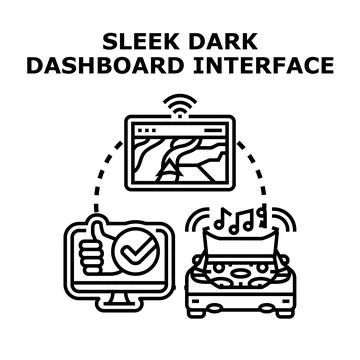 Dashboard interface with navigation and entertainment concepts Stock Illustration