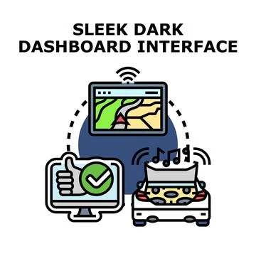 Dashboard interface with navigation and entertainment concepts Stock Illustration