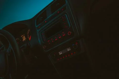 Dashboard, interior of the car, climate control is displayed on the control p Stock Photos
