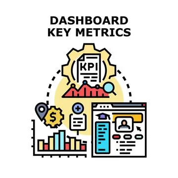 Dashboard key metrics analyzing business performance management 库存插图