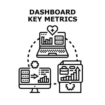 Dashboard key metrics analyzing business data performance Stockillustratie
