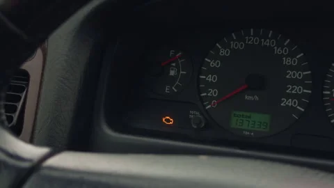 Dashboard lights glow. Closeup of dashboard featuring bright glowing instrument Stock Footage 333260330
