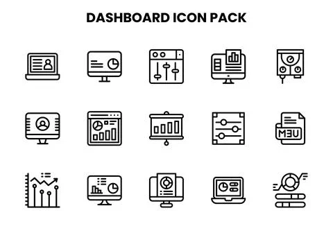 Dashboard Line Bundle Icons Pack Stock Illustration