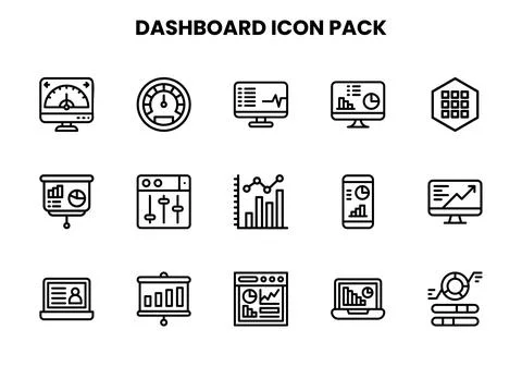 Dashboard Line Collection Icons Pack Stock Illustration