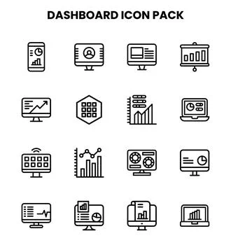 Dashboard Line Vector Icons Pack Stock Illustration