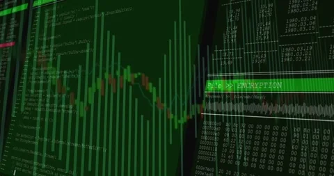 Dashboard loading scrolling chart and code panels sliding in marking File  Stock Footage 318194746