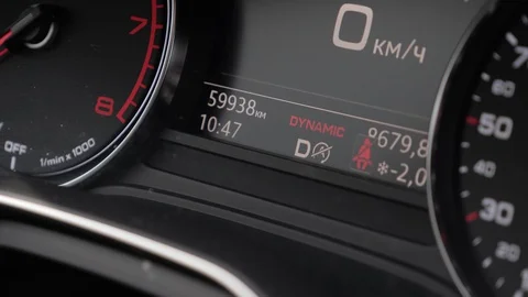 Dashboard machine setting on "P", "D", hand brake. Stock Footage 127757079