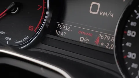 Dashboard machine setting on "P", "D", hand brake. Stock Footage 127758265