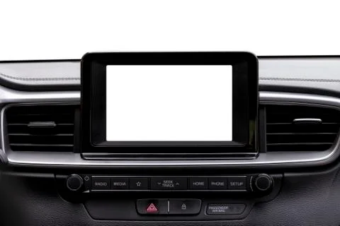 The dashboard of a modern car with the computer screen on blank Stock Photos
