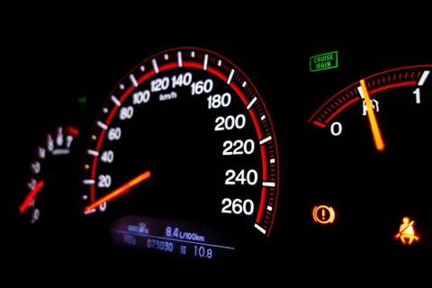 Dashboard of a modern car with speedometer 스톡 사진