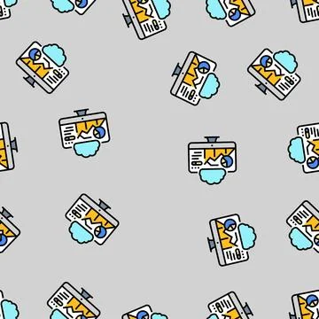 Dashboard monitoring cloud computing vector seamless pattern Stock Illustration