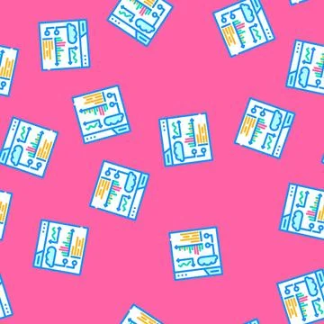 Dashboard monitoring cloud computing vector seamless pattern Stock Illustration