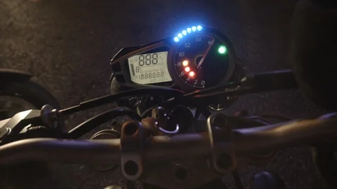 Dashboard motorcycle turning on Video stock 87706501