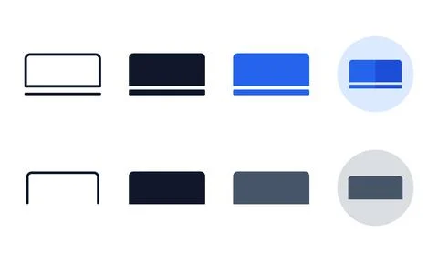 Dashboard navigation interface element icon variations displayed in four di.. Stock Illustration