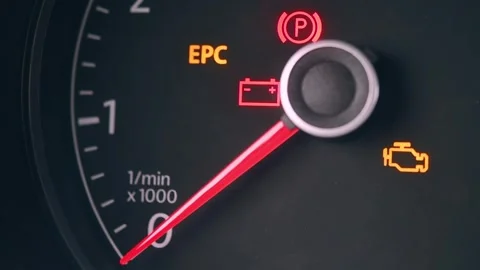 Dashboard with odometer arrow that rises when the vehicle engine is started.. Stock Footage 287296934