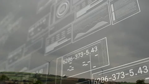 Dashboard overlay shifting on data update panels sliding and revealing wind Stock Footage 333139004