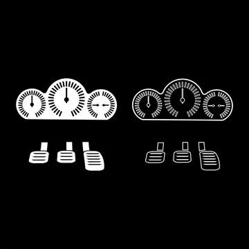 Dashboard pedals set icon white color vector illustration image solid fill ou イラスト素材