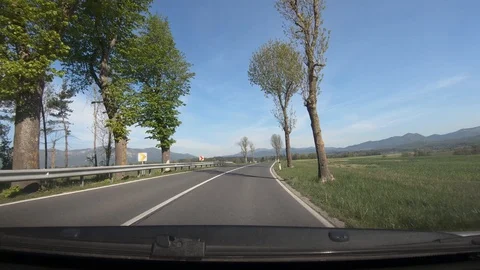 Dashboard point of view POV, driving on Slovenia countryside road Stock Footage 130074734