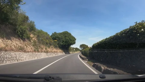 Dashboard point of view POV, driving on Slovenia countryside road Stock Footage 130075365