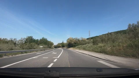 Dashboard point of view POV, driving on countryside road in Slovenia Stock Footage 130075830