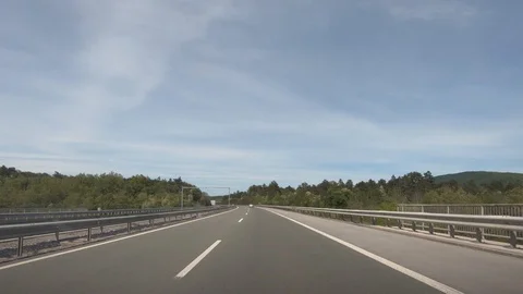 Dashboard point of view POV, driving on Slovenia highway. Dashcam view Stock Footage 130075960
